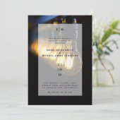 Rustikales Lager Edison Lights Wedding Einladung (Stehend Vorderseite)