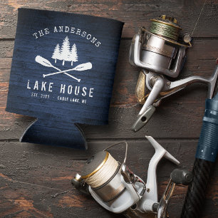 Rustikales Lake House Boat Oars Trees Blue Wood Pr Dosenkühler