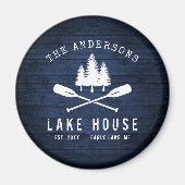 Rustikales Lake House Boat Oars Trees Blue Wood Pr Magnet (Vorne)