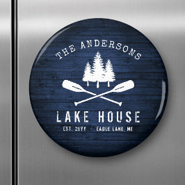 Rustikales Lake House Boat Oars Trees Blue Wood Pr Magnet