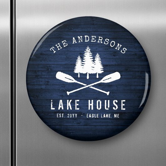 Rustikales Lake House Boat Oars Trees Blue Wood Pr Magnet