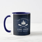 Rustikales Lake House Boat Oars Trees Blue Wood Pr Tasse (Links)