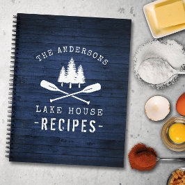 Rustikales Lake House Boat Oars Trees Blue Wood Re Notizblock