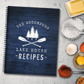 Rustikales Lake House Boat Oars Trees Blue Wood Re Notizblock