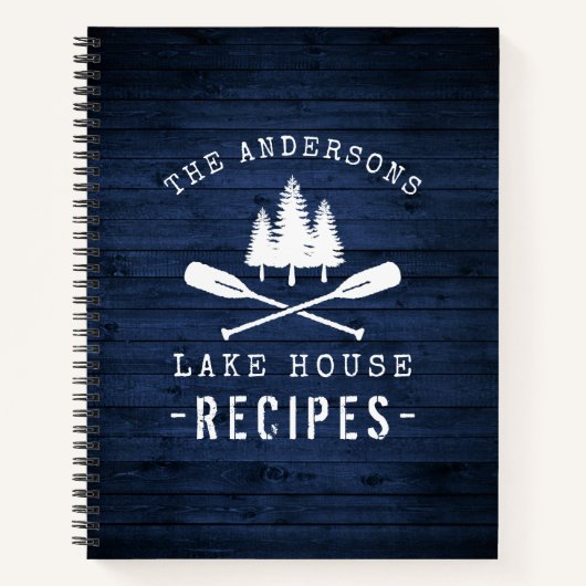 Rustikales Lake House Boat Oars Trees Blue Wood Re Notizblock (Vorderseite)