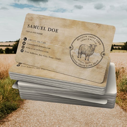 Rustikales Lamm-Schaf-Hof-Logo QR-Code Visitenkarte