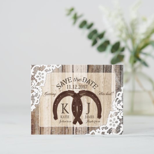 Rustikales Land am Rande von Horseshoe Save the Da Ankündigungspostkarte (Stehend Vorderseite)