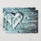 Rustikales Land-Aqua-laden hölzerne Einladung (Vorne/Hinten)