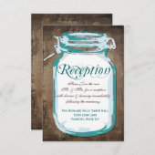 Rustikales Land Aquamarin Mason Jar Empfang Cards Einladung (Vorne/Hinten)