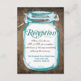 Rustikales Land Aquamarin Mason Jar Empfang Cards Einladung