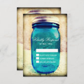 Rustikales Land Aquamarin Mason Jar Wedding RSVP C (Vorne/Hinten)