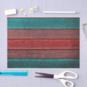 Rustikales Land Aquamarin Rotes Braunholz Körner T Seidenpapier (Handwerk)