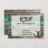 Rustikales Land Aquamarin Stallholz Hufeisenhufe U Einladung (Vorne/Hinten)