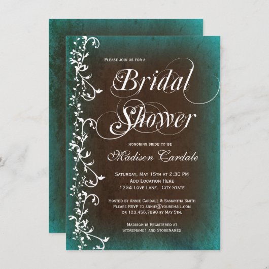 Rustikales Land-aquamarine Einladung (Vorne/Hinten)