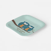 Rustikales Land Aquamarine Niedliche Eulen in eine Pappteller (Gewinkelt)