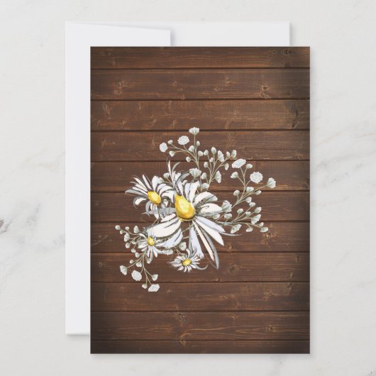 Rustikales Land Barn Mason Jar Daisy BarefootBride Einladung (Rückseite)