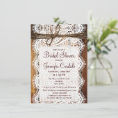 Rustikales Land Barn Wood Bridal Dusche Einladunge Einladung (Stehend Vorderseite)