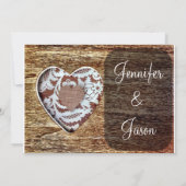 Rustikales Land Barnholz Spitzen Herzenslust Einla Einladung (Rückseite)
