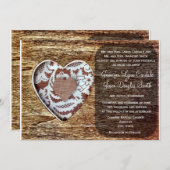 Rustikales Land Barnholz Spitzen Herzenslust Einla Einladung (Vorne/Hinten)