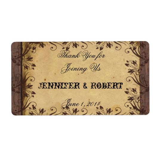 Rustikales Land Barnholz Wasser Flasche Etikett (Vorne)