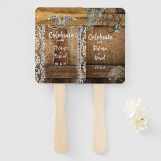 Rustikales Land Barnwood Horseshoes Hochzeit Fächer