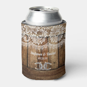 Rustikales Land Barnwood Lace Wedding Dosenkühler
