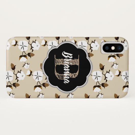 Rustikales Land Baumwolle Blume & Name in Skript Case-Mate iPhone Hülle (Rückseite (Horizontal))