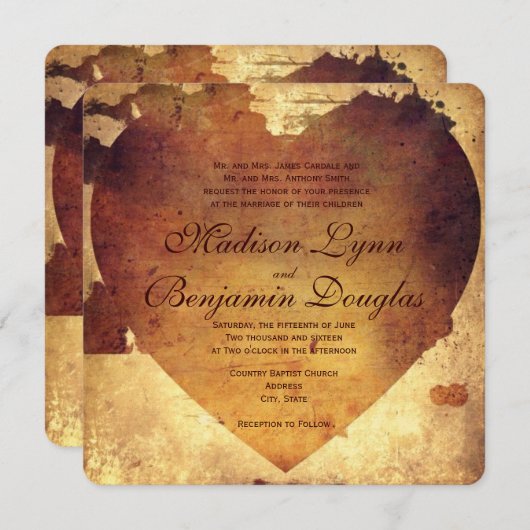 Rustikales Land beunruhigte Einladung (Vorne/Hinten)