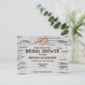 Rustikales Land Birch Herzstück Erstes Brautparty Postkarte (Stehend Vorderseite)