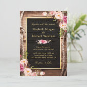 Rustikales Land Blumenholz Einladung zur Hochzeit (Stehend Vorderseite)