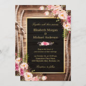 Rustikales Land Blumenholz Einladung zur Hochzeit (Vorne/Hinten)