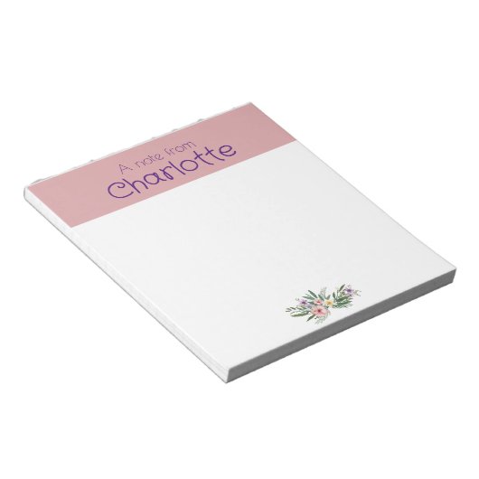 Rustikales Land Blumenrosa Notizblock (angewinkelt)