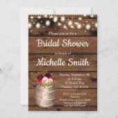 Rustikales Land Boho Burgunder Fass-Brautparty Einladung (Vorderseite)