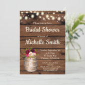 Rustikales Land Boho Burgunder Fass-Brautparty Einladung (Stehend Vorderseite)