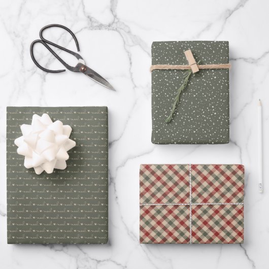 Rustikales Land Boho Weihnachtswrapping Papier (Vorderseite)