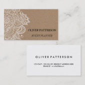 Rustikales Land-Braunes Packpapier Paisley Visitenkarte (Vorne/Hinten)