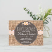Rustikales Land Burlap Bridal Dusche Einladungen (Stehend Vorderseite)