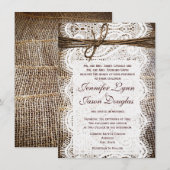 Rustikales Land Burlap Lace Ehe Einladung (Vorne/Hinten)