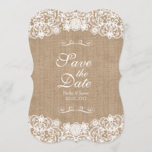 Rustikales Land Burlap Lace Hochzeit Rett-the-Date Save The Date