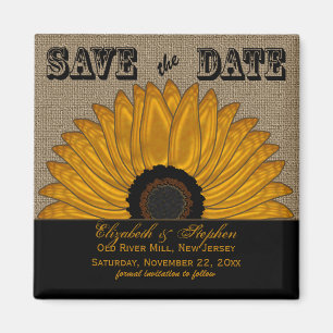 Rustikales Land Burlap Look Sonnenblume Magnet