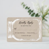 Rustikales Land Burlap Mason Jar Wedding RSVP Karte (Stehend Vorderseite)