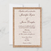Rustikales Land Burlap Print Wedding Einladungen (Vorderseite)