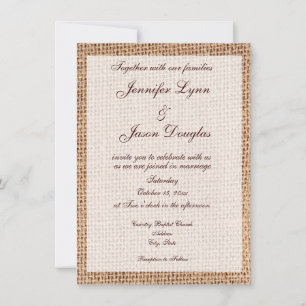 Rustikales Land Burlap Print Wedding Einladungen