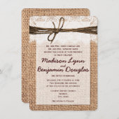 Rustikales Land Burlap Print Wedding Einladungen (Vorne/Hinten)