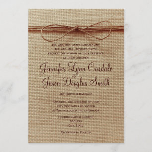Rustikales Land Burlap Twine Bow Hochzeit Einladun Einladung