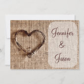 Rustikales Land Burlap Twine Herzenslust Einladung (Rückseite)