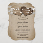 Rustikales Land Burlap- und Hochzeitseinladen Einladung (Vorne/Hinten)