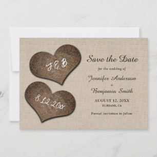 Rustikales Land Burlap Wedding rettet die Datumska Save The Date