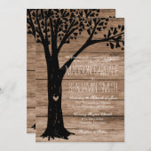 Rustikales Land Carved Herzbaum Einladung zur Hoch (Vorne/Hinten)