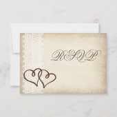 Rustikales Land Doppelherzen Hochzeit RSVP Karten (Rückseite)